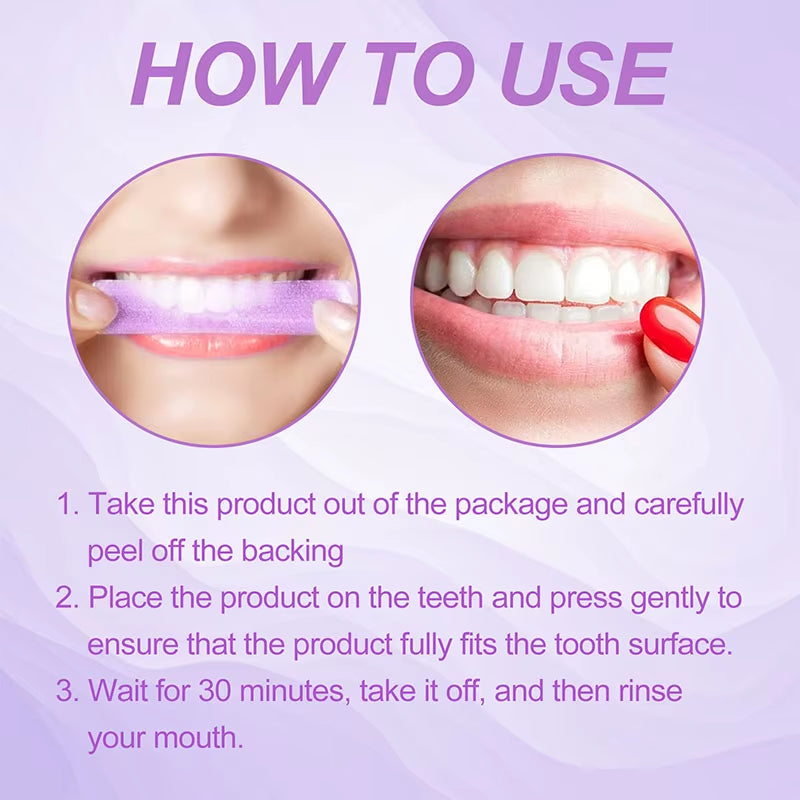 14Pcs/Box Teeth Bleaching Strip Purple Dental Cleaning Whitener Veneers Oral Hygiene Care Brightening Tooth Whitening Gel Strips